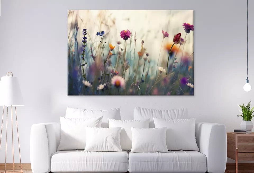Wild Flowers Meadow At Sunset Wall Art Decor 100% Australian Made - Bella Home Decor