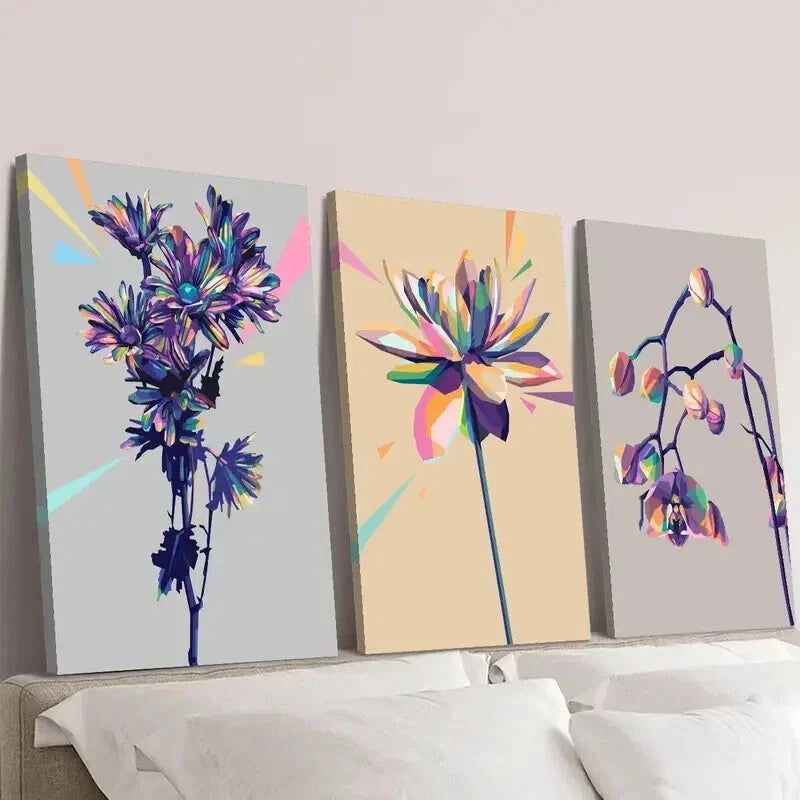 3pcs Three Dimensional Purple Orchids Wall Art Set Canvas Framed 60x90cm - High Quality Print 100% Australian Made Wall Canvas Ready to Hang