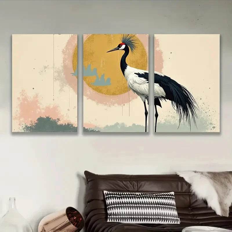 3pcs Vibrant Peacock And Sunset Scene Wall Art Set Canvas Framed 40x60cm - High Quality Print 100% Australian Made Wall Canvas Ready to Hang