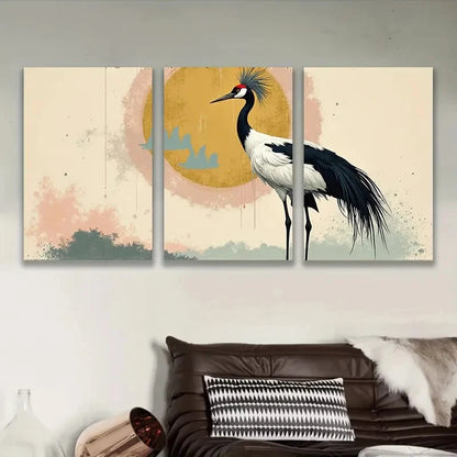 3pcs Vibrant Peacock And Sunset Scene Wall Art Set Canvas Framed 40x60cm - High Quality Print 100% Australian Made Wall Canvas Ready to Hang