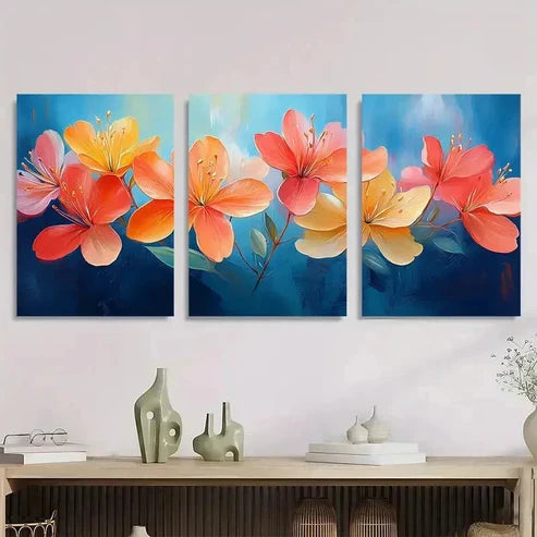 3pcs Colorful Flower Honeysuckle Décor Wall Art Canvas Unframed - High Quality Print 100% Australian Made Wall Canvas - Bella Home Decor