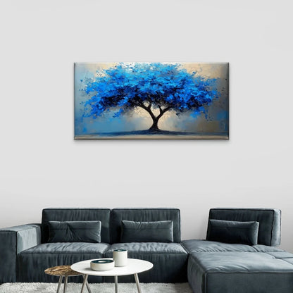 Blue Tree Abstract Perfect Wall Art Canvas Office Home Room Framed 120x60cm