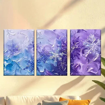 3pcs Blue And Purple Background with Frosty Wall Art Set Canvas Unframed - High Quality Print 100% Australian Made Wall Canvas - Bella Home Decor