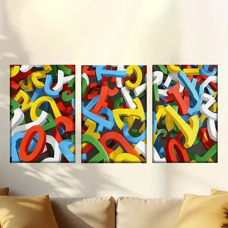3pcs Fun letter accessories Wall Art Set Canvas Framed 50x70cm - High Quality Print 100% Australian Made Wall Canvas Ready to Hang - Bella Home Decor