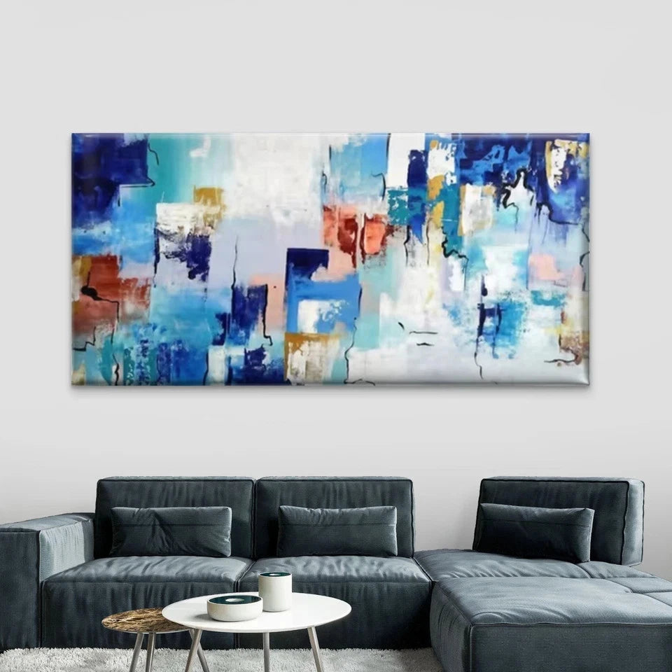 Abstract Colorful Blocks Wall Art Canvas Office Home Room Framed 120x60cm
