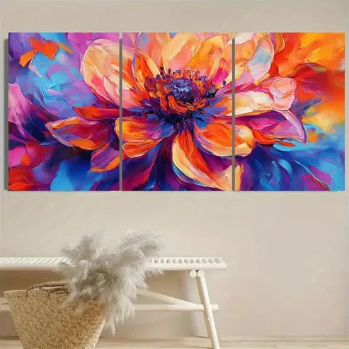 3pcs Colorful Flower , Polyester Wall Art Set Canvas Unframed - High Quality Print 100% Australian Made Wall Canvas - Bella Home Decor