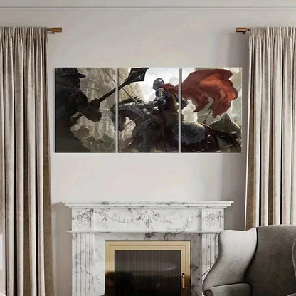3pcs Vintage Medieval Style Aesthetic Wall Art Set Canvas Framed 60x90cm - High Quality Print 100% Australian Made Wall Canvas Ready to Hang - Bella Home Decor