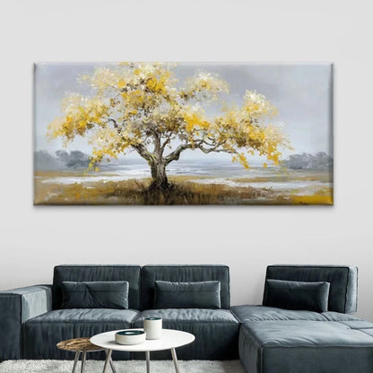 Yellow Leaves Landscape Wall Art Canvas Office Home Room Framed 120x60cm