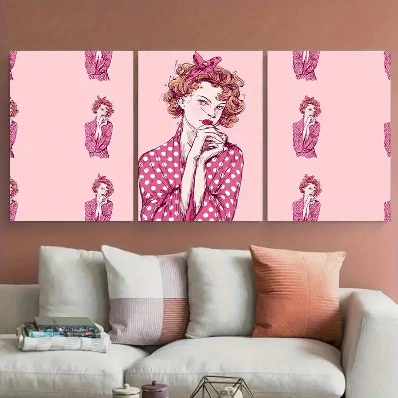 3pcs Retro Fashion Aesthetic Decor Prefect Wall Art Set Canvas Framed 60x90cm - High Quality Print 100% Australian Made Wall Canvas Ready to Hang