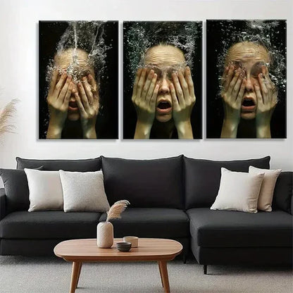 3pcs Featuring Expressive Face Immersion Perfect Wall Art Set Canvas Unframed - High Quality Print 100% Australian Made Wall Canvas