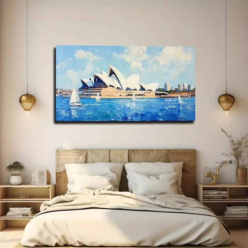Sydney Opera House Blue Sea Wall Art Canvas Office Home Room Framed 120x60cm