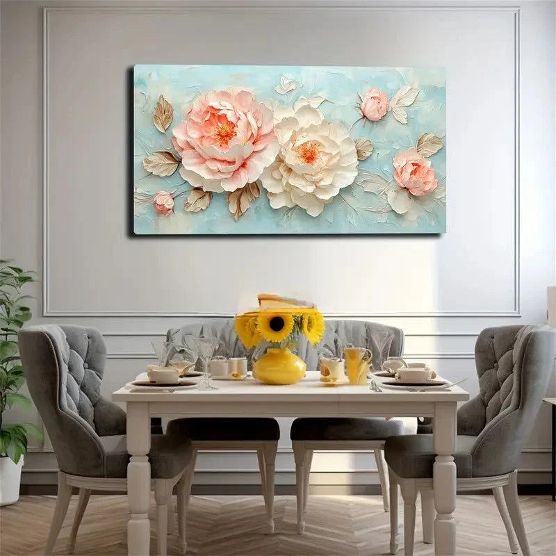 Blooming Pink And Peonies Wall Art Canvas Office Home Room Framed 120x60cm