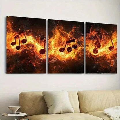 3pcs Music Note Wall Art Set Canvas Unframed - High Quality Print 100% Australian Made Wall Canvas - Bella Home Decor