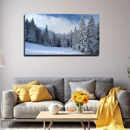 Winter Cedar Landscape Wall Art Canvas Office Home Room Framed 120x60cm