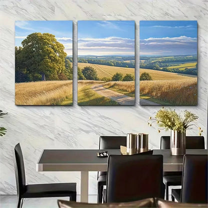 3pcs Chiltern Hills Landscape Metal Print Ready to Hang Art - Bella Home Decor