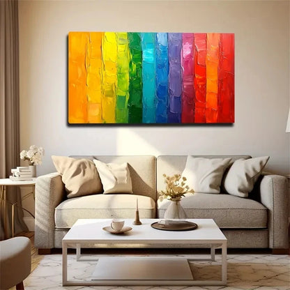 Vibrant Colorful Paint Strips Wall Art canvas office home room framed 120x60cm - Bella Home Decor