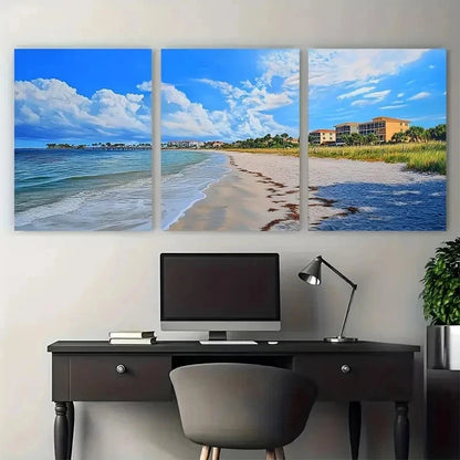 3pcs Vibrant Florida Coastal Landscape Perfect Wall Art Set Canvas Framed 50x70cm - High Quality Print 100% Australian Made Wall Canvas Ready to Hang