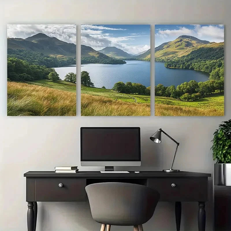 3pcs Scenic Lake District Mountain Perfect Wall Art Set Canvas Framed 60x90cm - High Quality Print 100% Australian Made Wall Canvas Ready to Hang
