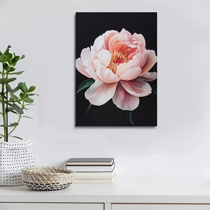 Elegant Pink & White Floral Painting 40x60cm Metal Print Ready to Hang - Bella Home Decor