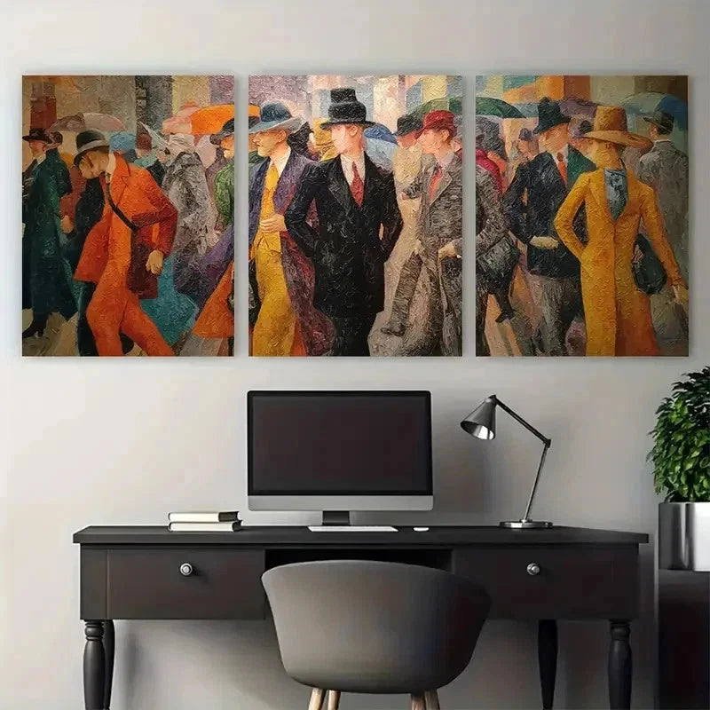 3pcs Berlin Street Scene Modern Abstract Perfect Wall Art Set Canvas Framed 50x70cm - High Quality Print 100% Australian Made Wall Canvas Ready to Hang - Bella Home Decor
