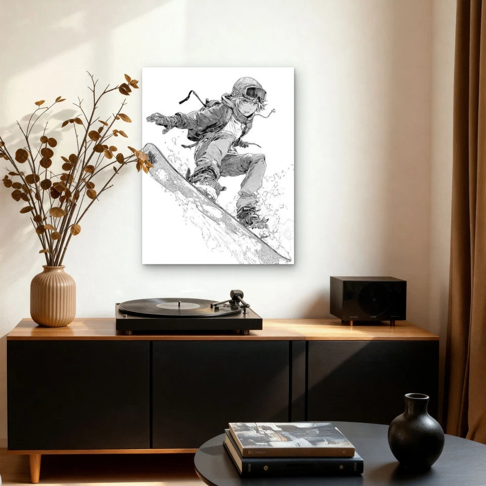 Snowboard Art Patent 60x90cm Metal Print Ready to Hang