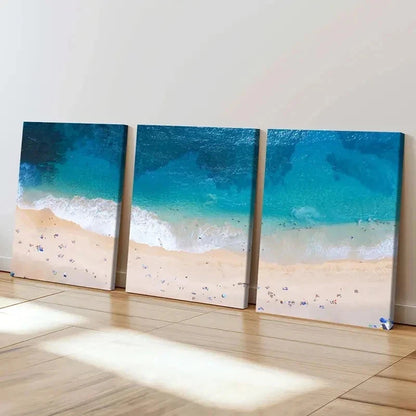 3pcs Sea Waves Beach Modern Decoration Wall Art Set Canvas Framed 60x90cm - High Quality Print 100% Australian Made Wall Canvas Ready to Hang