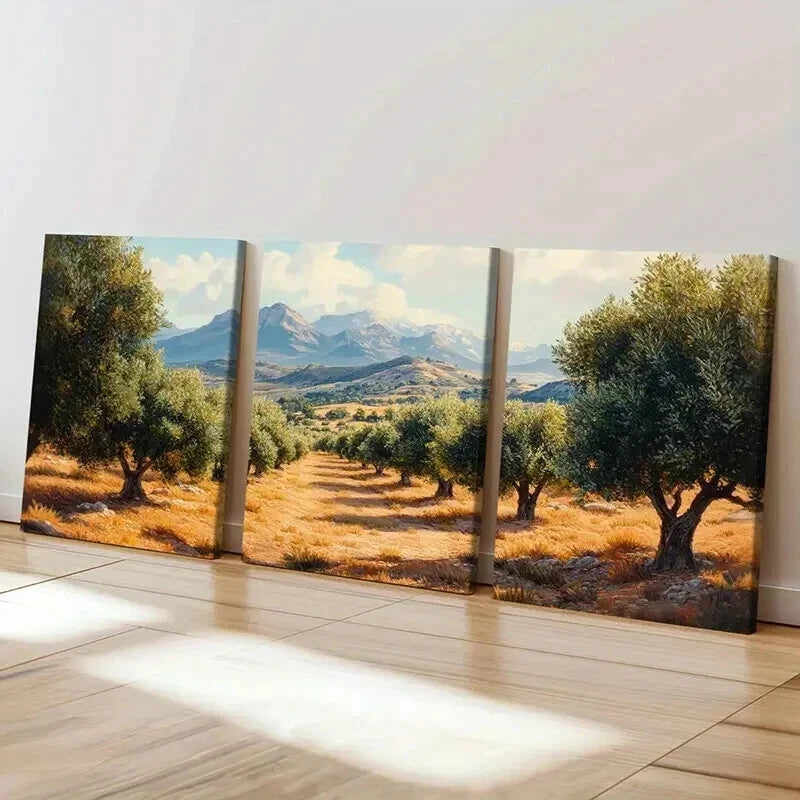 3pcs Nature Landscape Art Olive Grove Trees Wall Art Set Canvas Framed 40x60cm - High Quality Print 100% Australian Made Wall Canvas Ready to Hang - Bella Home Decor
