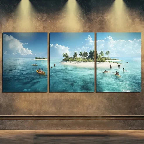 3pcs Tropical Islands Beautiful Nature Perfect Wall Art Set Canvas Unframed - High Quality Print 100% Australian Made Wall Canvas