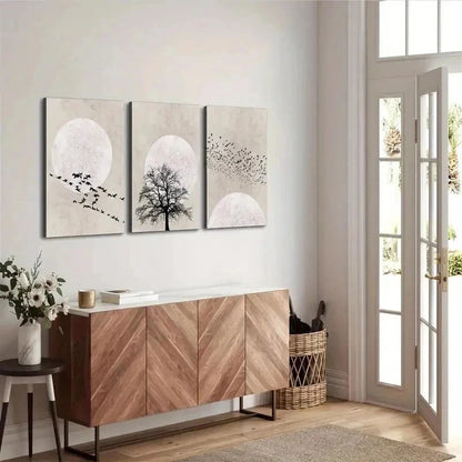 3pcs Sun Silhouette Prints, Nordic Wall Art Set Canvas Framed 50x70cm - High Quality Print 100% Australian Made Wall Canvas Ready to Hang