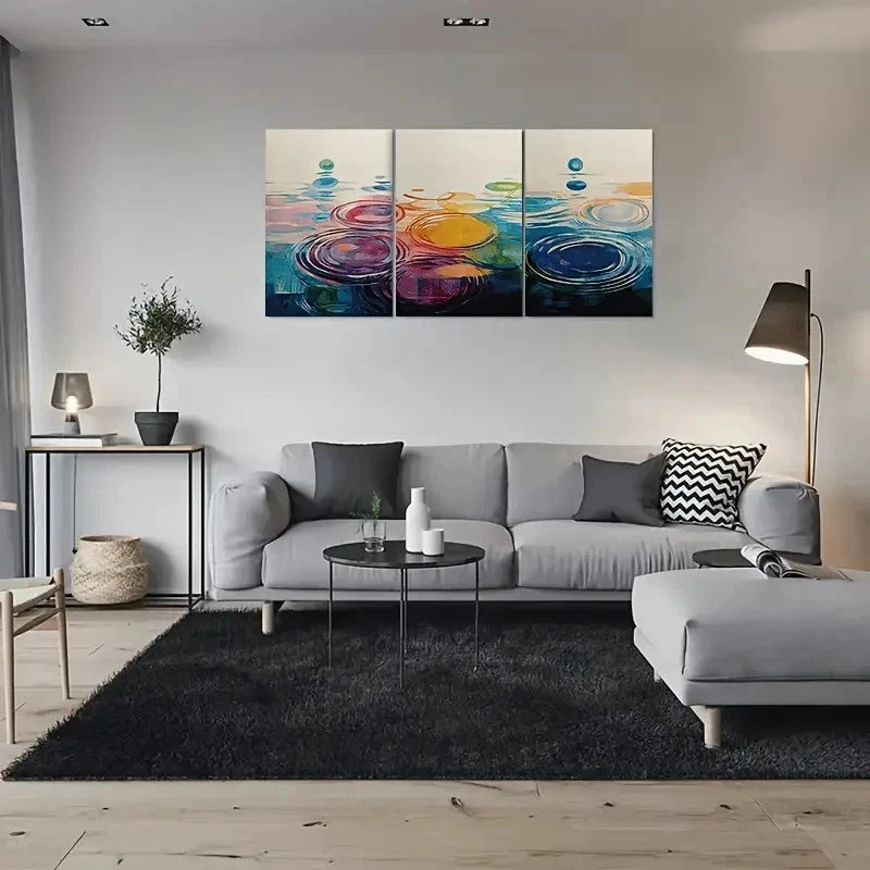 3pcs Colorful Abstract Water Ripple Metal Print Ready to Hang Art - Bella Home Decor