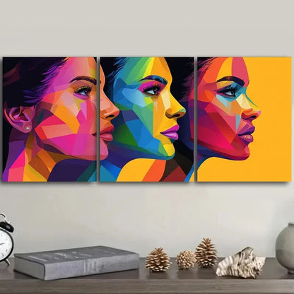 3pcs Abstract vector art of women   Wall Art Set Canvas Framed 50x70cm - High Quality Print 100% Australian Made Wall Canvas Ready to Hang - Bella Home Decor
