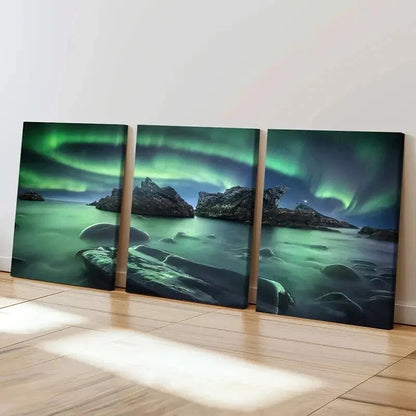 3pcs Aurora Nordic Decoration Painting Wall Art Set Canvas Framed 40x60cm - High Quality Print 100% Australian Made Wall Canvas Ready to Hang - Bella Home Decor