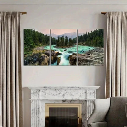 3pcs Natural Landscape Forest Waterfall Wall Art Set Canvas Framed 50x70cm - High Quality Print 100% Australian Made Wall Canvas Ready to Hang - Bella Home Decor