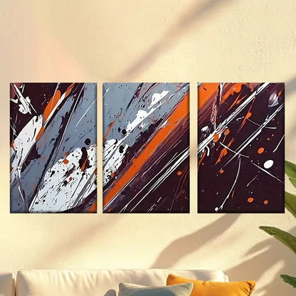 3pcs Painting of Orange And Black Paint  Wall Art Set Canvas Framed 40x60cm - High Quality Print 100% Australian Made Wall Canvas Ready to Hang
