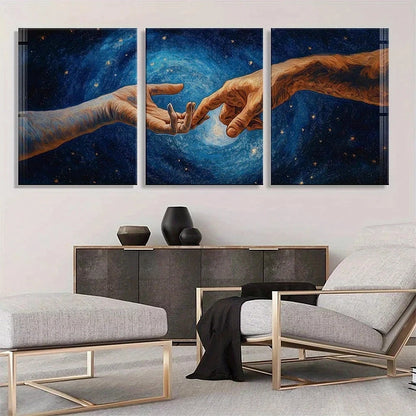 3pcs Cosmic Hand Touch Stars and Rotating Metal Print Ready to Hang Art - Bella Home Decor