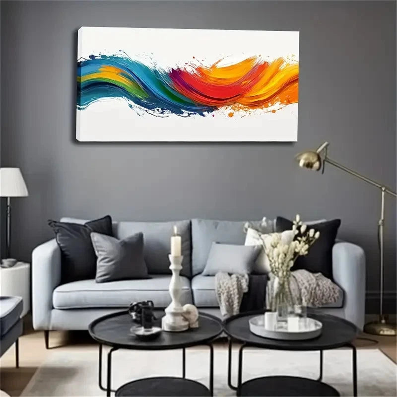 The Rainbow-Like Colors Flow Wall Art Canvas Office Home Room Framed 120x60cm