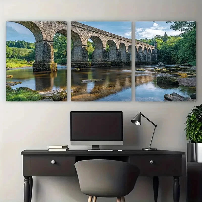 3pcs Décor Methodist Bridge Nature Perfect Wall Art Set Canvas Framed 40x60cm - High Quality Print 100% Australian Made Wall Canvas Ready to Hang