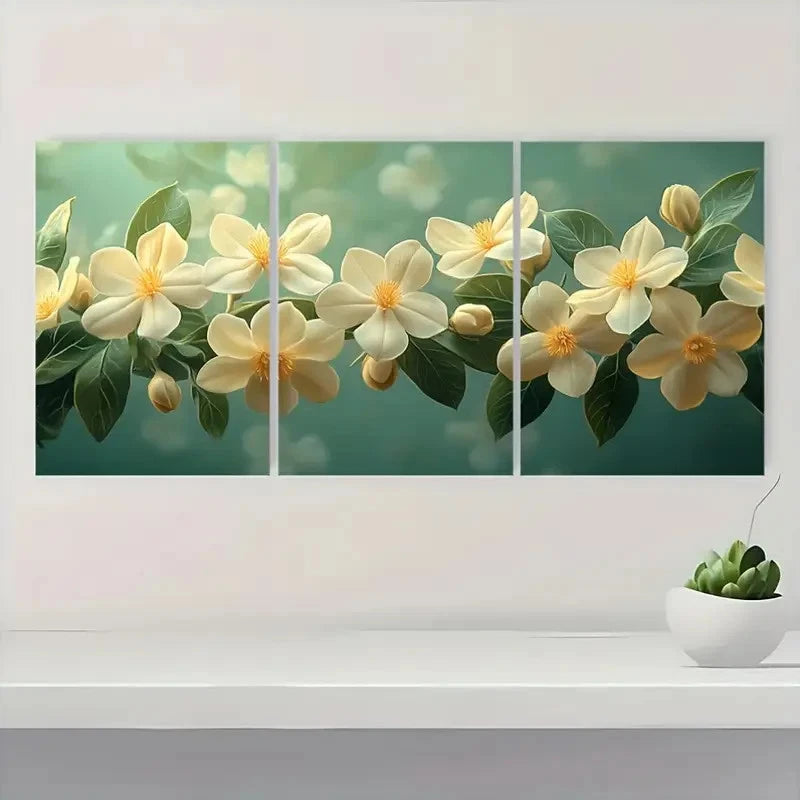 3pcs Arabian Jasmine AJ Wall Art Set Canvas Framed 60x90cm - High Quality Print 100% Australian Made Wall Canvas Ready to Hang - Bella Home Decor