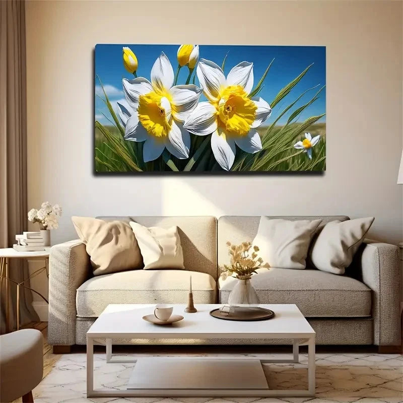 Petals Yellow Flower Core Wall Art Canvas Office Home Room Framed 120x60cm