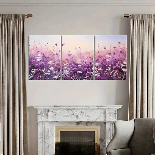3pcs Colorful Wild Flowers Floral Wall Art Canvas Unframed - High Quality Print 100% Australian Made Wall Canvas