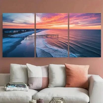 3pcs South Carolina Coastal Sunset Wall Art Canvas Unframed – High Quality Print 100% Australian Made Wall Canvas