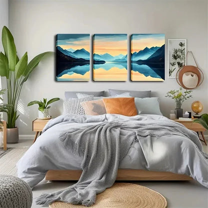 3pcs Verdant Hillside Romantic Style Wall Art Set Canvas Unframed - High Quality Print 100% Australian Made Wall Canvas