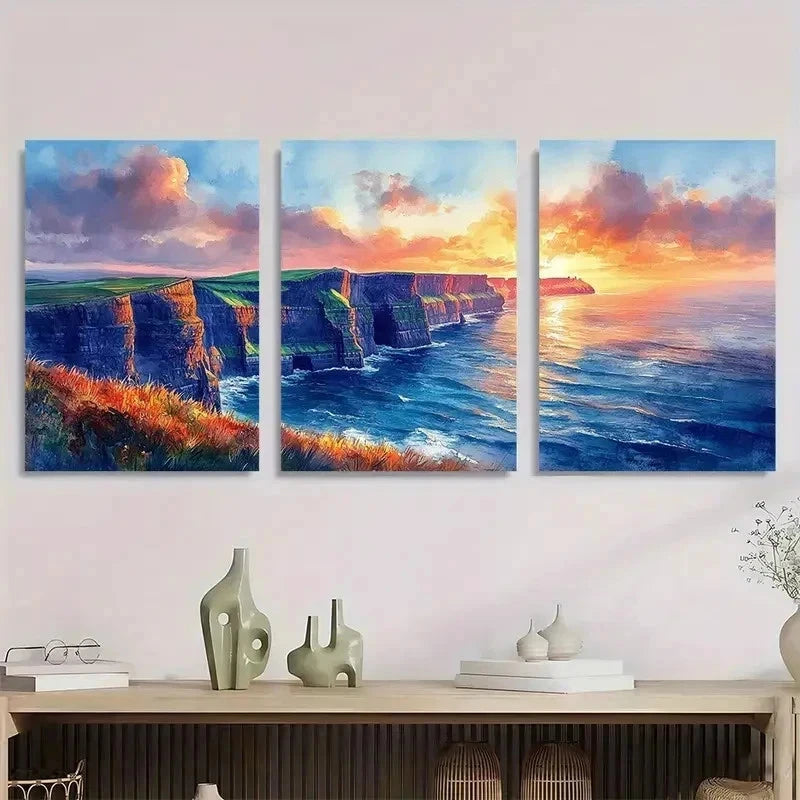 3pcs Coastal Landscape Seascape Perfect Wall Art Set Canvas Framed 60x90cm - High Quality Print 100% Australian Made Wall Canvas Ready to Hang - Bella Home Decor