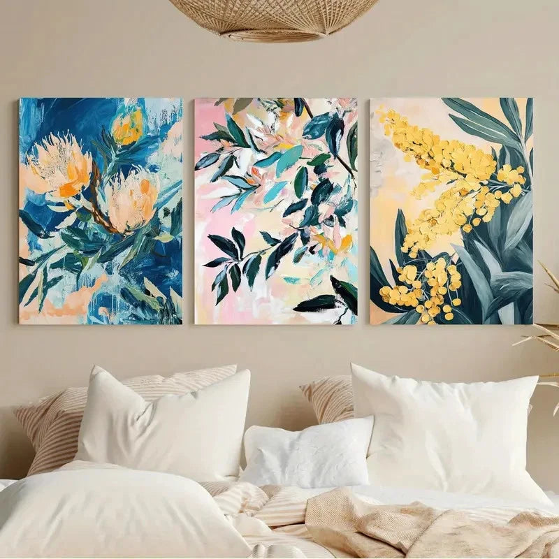 3pcs Australian Jungle Fantasy Floral Series  Wall Art Canvas Framed 40x60cm - High Quality Print 100% Australian Made Wall Canvas Ready to Hang - Bella Home Decor