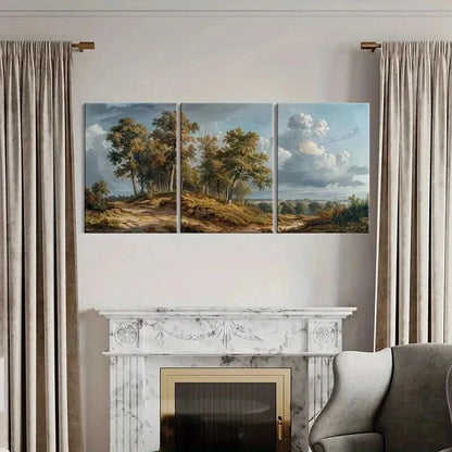 3pcs Tall Trees & Rolling Hills Scene Wall Art Set Canvas Framed 50x70cm - High Quality Print 100% Australian Made Wall Canvas Ready to Hang - Bella Home Decor