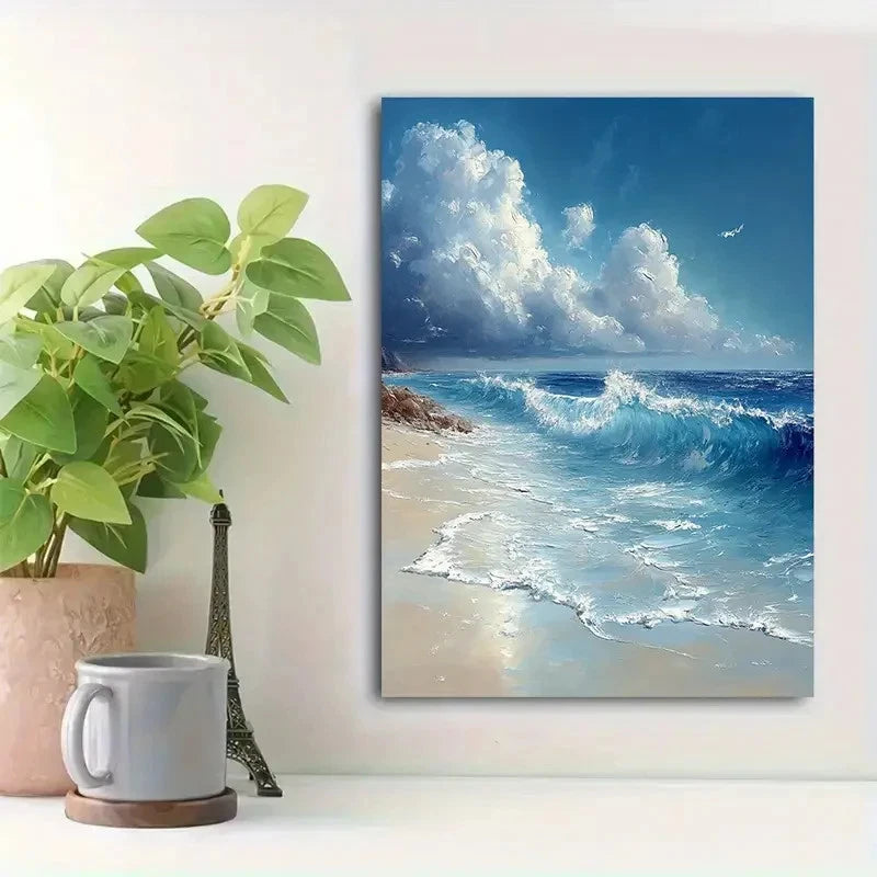 Beautiful Deep Blue Ocean Cloudy Skies 40x60cm Metal Print Ready to Hang