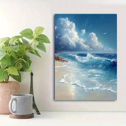 Beautiful Deep Blue Ocean Cloudy Skies 40x60cm Metal Print Ready to Hang