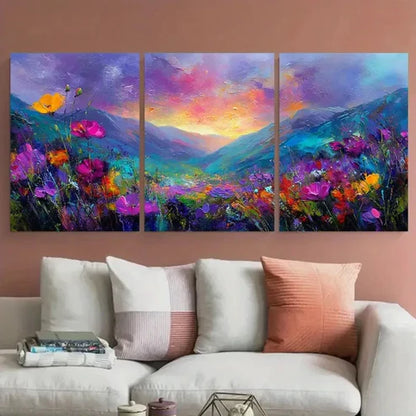 3pcs Textured Landscape Sunset Decor Wall Art Canvas Unframed - High Quality Print 100% Australian Made Wall Canvas