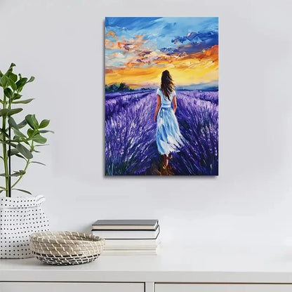 Vibrant Purple Flowers & Dramatic Sky Painting 40x60cm Metal Print Ready to Hang - Bella Home Decor
