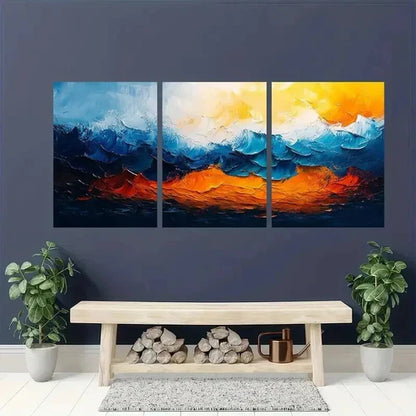 3pcs Green Blue Orange & Yellow Painting Wall Art Canvas Unframed - High Quality Print 100% Australian Made Wall Canvas